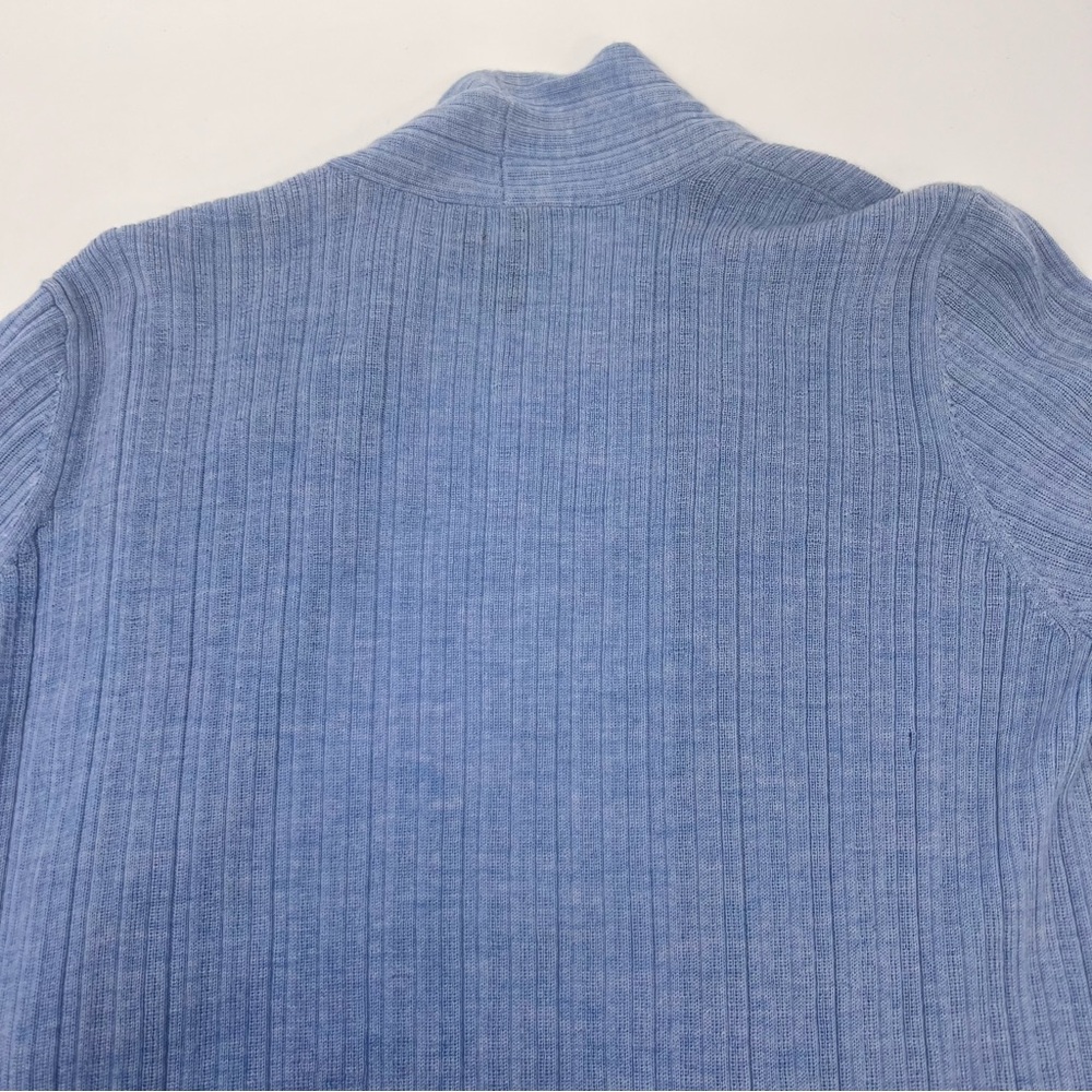 Eileen Fisher Cardigan Sweater Womens PM Blue Merino Wool Ribbed Open Front - Picture 9 of 10